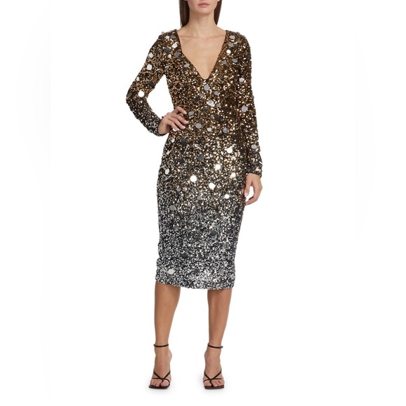 Badgley MischkaOmbre Sequined Cocktail Dress. Size 6. Retail: $615. - Picture 2 of 12